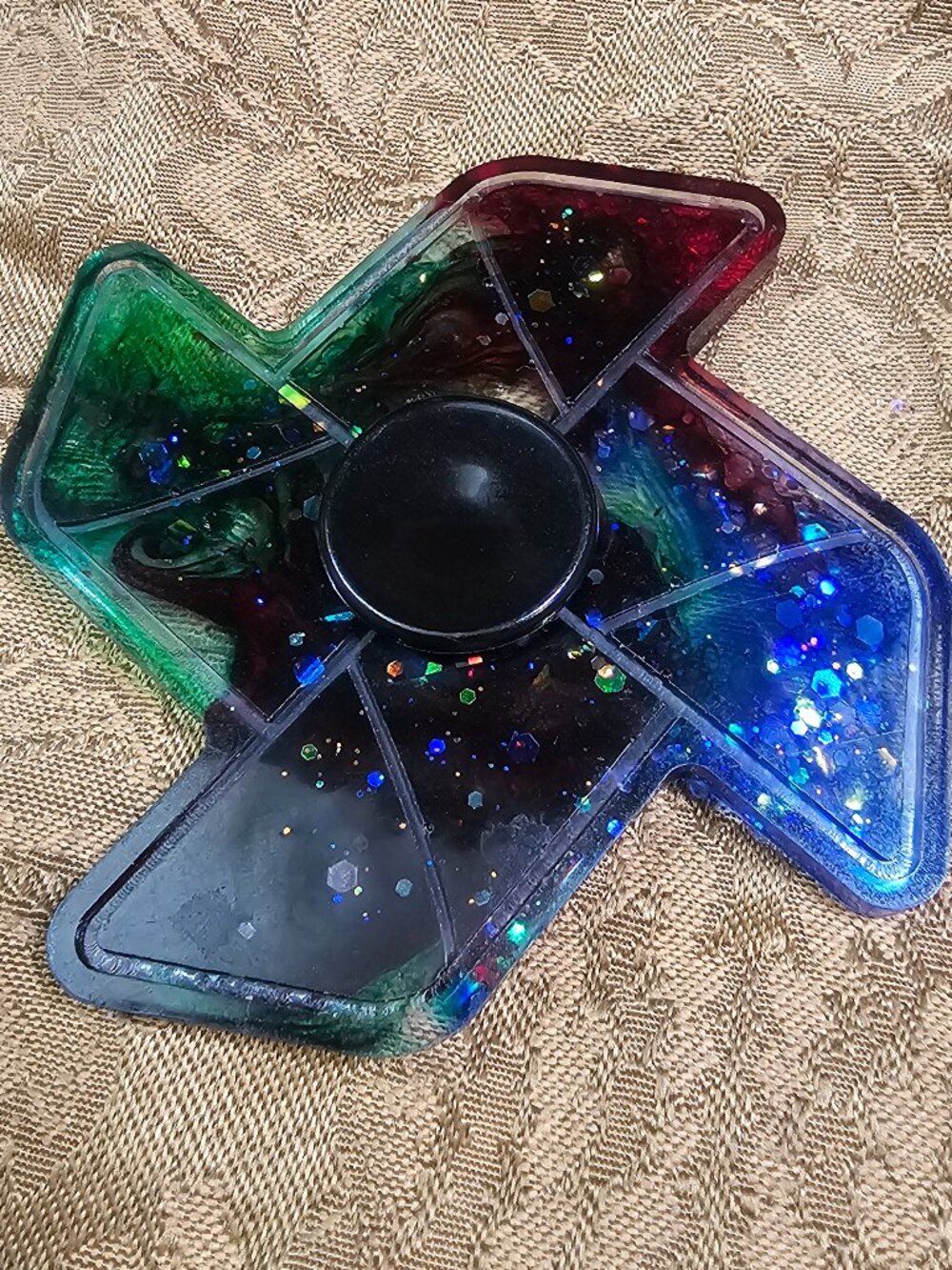 Handmade Resin Galaxy Fidget Spinner | Glitter Space-Themed